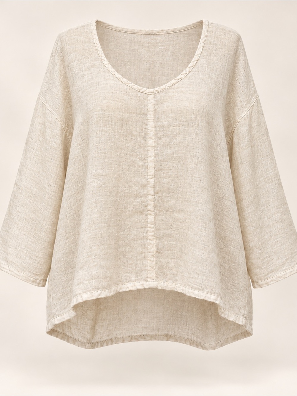 Flax 100% Linen Natural Cream Lightweight High-Low Top-Small-NWOT